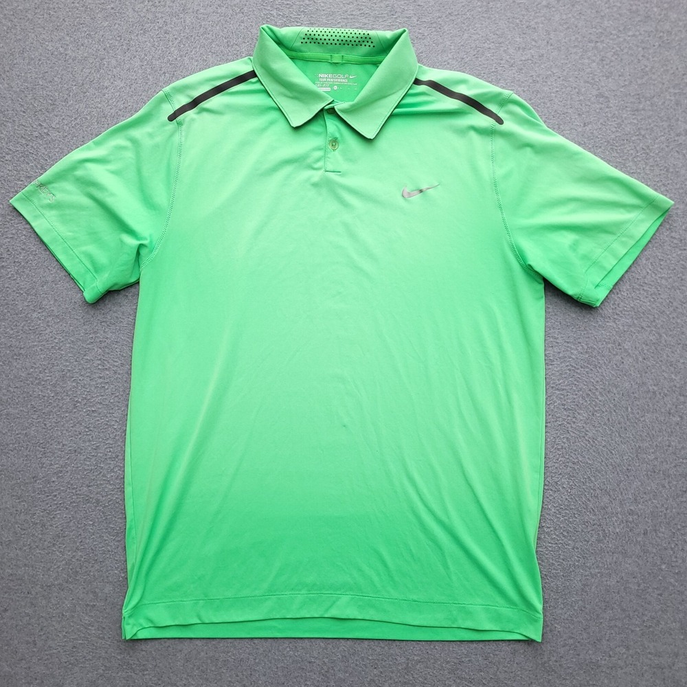 Nike Golf Tour Performance Polo Shirt XL Perforated Neon Green Ospreys Club Mens